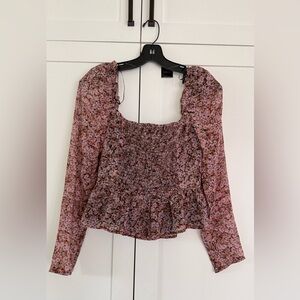Astr Floral Blouse in Pink and Black